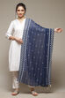 Blue Cotton Blend Woven Dupatta image number 0